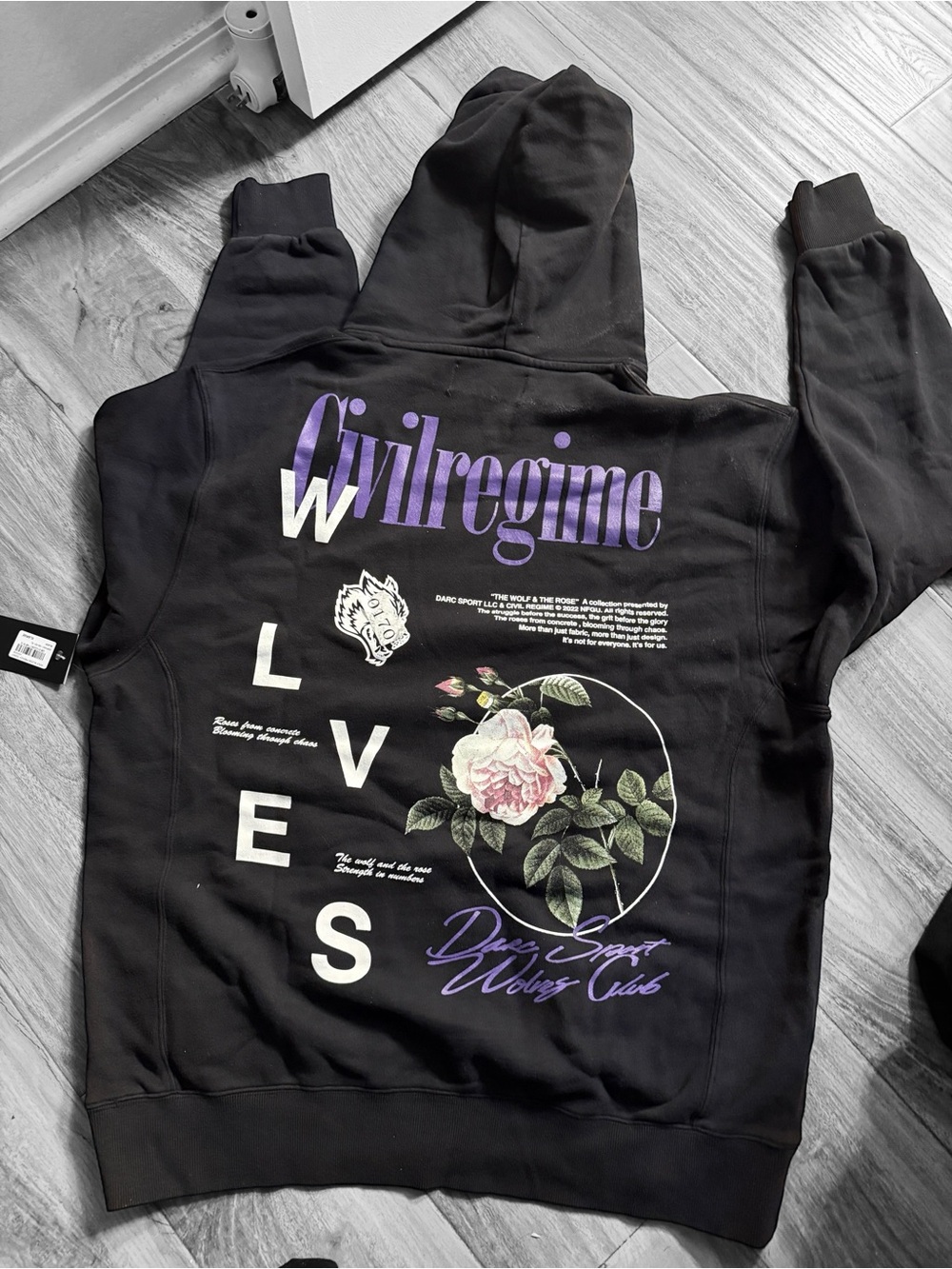 Darc Sport Black Hoodie with Purple and White size XL New with Tags